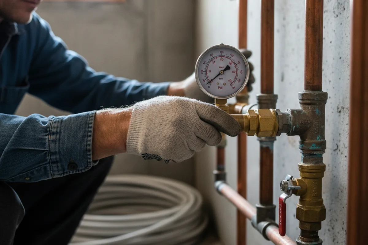 Pressure testing a repaired line during Water Line Repair in Jenison
